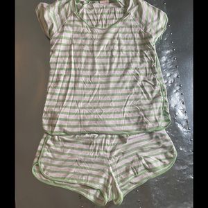 Lake Shorts Pajama Set - White & Green - Sz Small